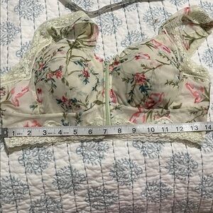 Zip up front Lace Floral wireless Bra XXL
